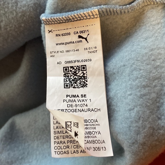 Men's Puma Sports Zip-Up Jacket Light Blue - Picture 5 of 5